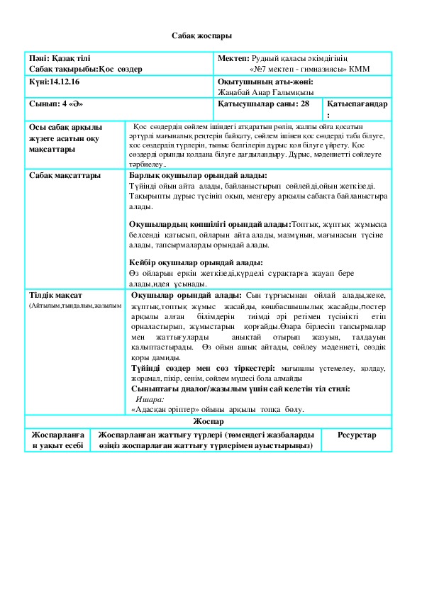 Байқоңыр ғарыш айлағы сабақ жоспары 8 сынып қазақ тілі презентация