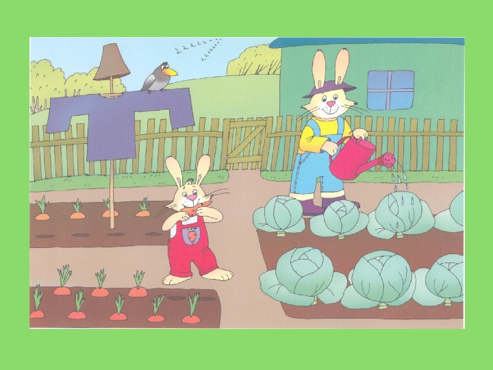 Про зайчишку и овощи. Зайчик в огороде. Зайчик на грядке. Аппликация огород. Картина зайчики в огороде.
