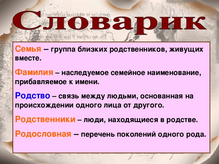 Презентация к уроку орксэ по теме семья