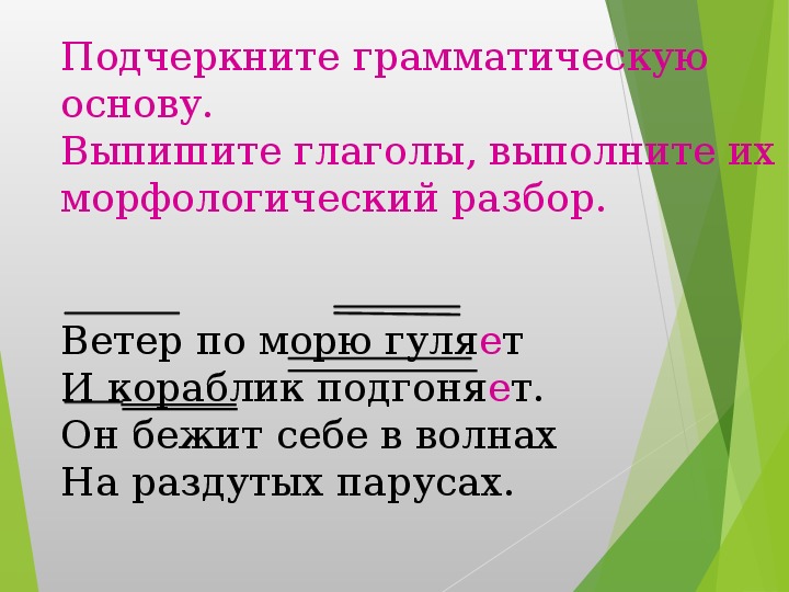 Подчеркните в каждом предложении грамматическую основу