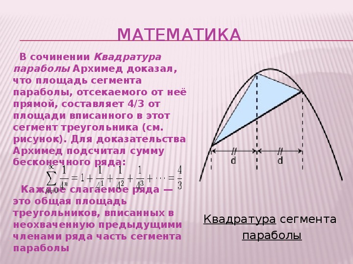 Найдите площадь параболического сегмента изображенного на рисунке