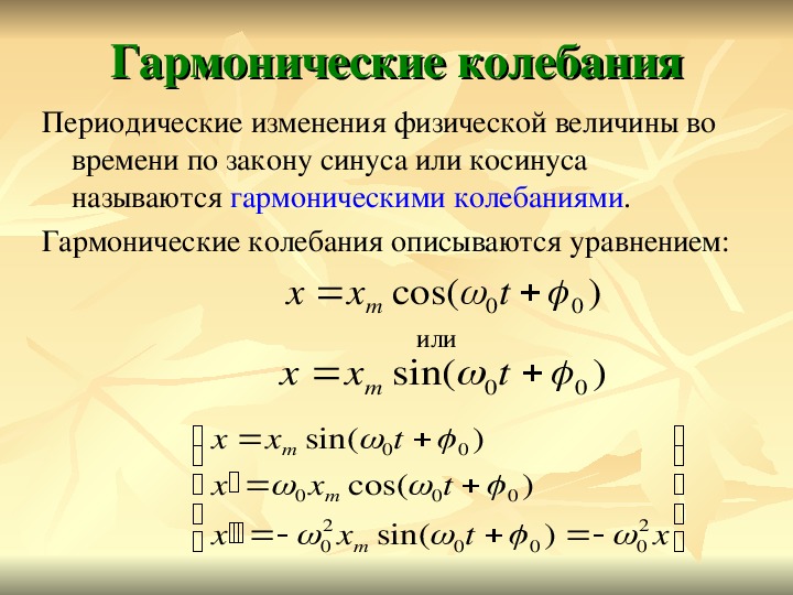 Презентация колебания гармонические колебания