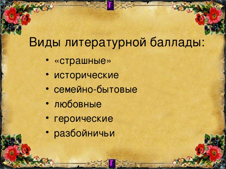 Презентация баллада 6 класс презентация