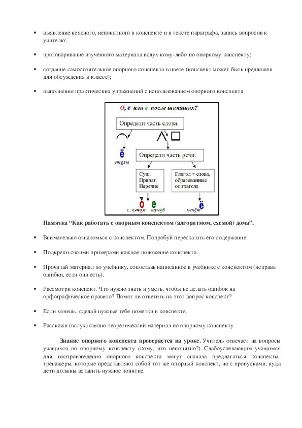 Статья "Технология использование алгоритма, таблиц, опорных схем на уроках русского языка"