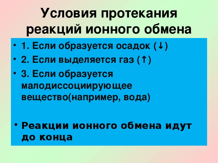 Схема идущей до конца реакции обмена это