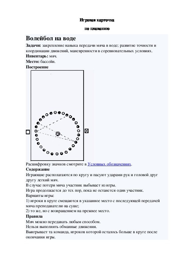 Игровая карточка "Волейбол на воде"