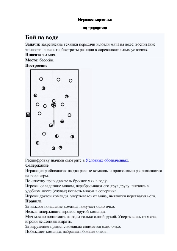 Игровая карточка "Бой на воде"