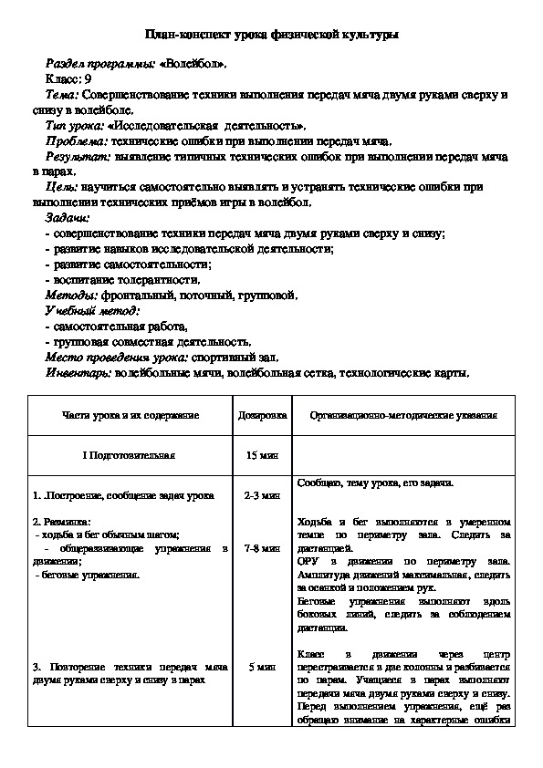 Обложка для материала Совершенствование техники выполнения передач мяча двумя руками сверху и снизу в волейболе.