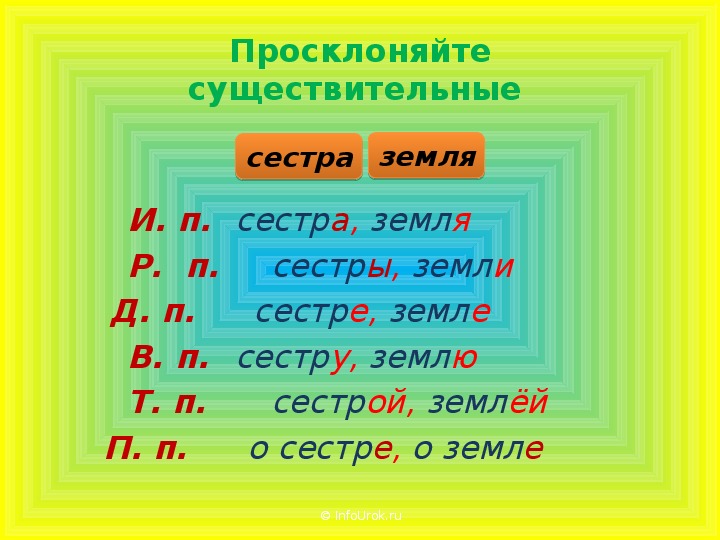 Презентация по русскому языку "Склонение имён существительных"