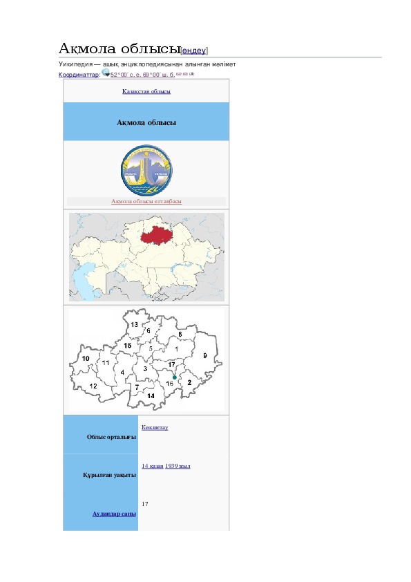 Дополнительные информация по географии на тему "Население акмолинской области" (9 класс, русский язык)
