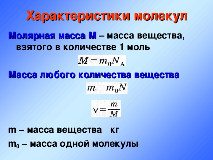 Число молекул в массе вещества