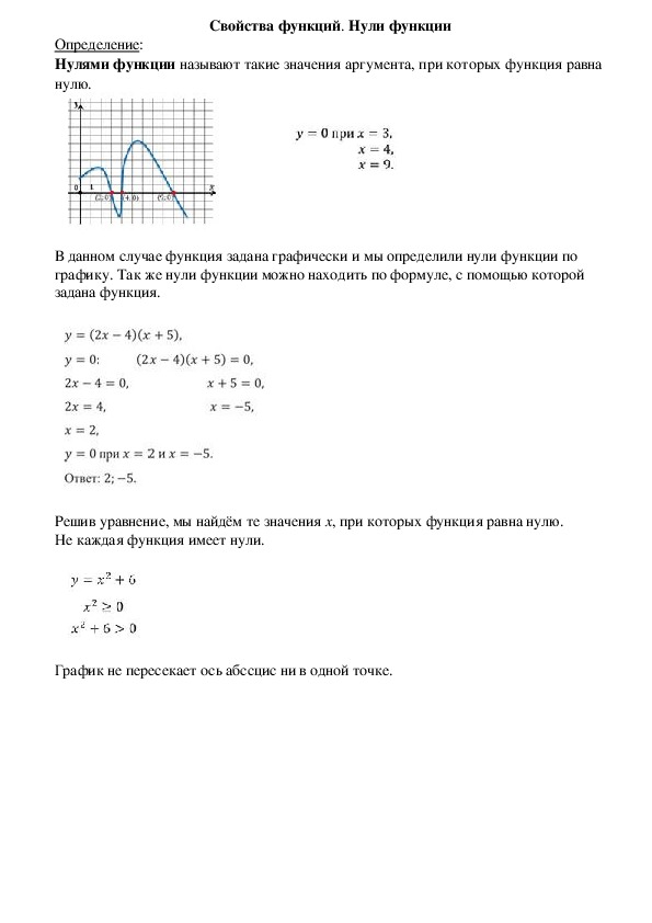 Конспект по функциям. Конспект по теме свойства функции. Нули функции конспект.