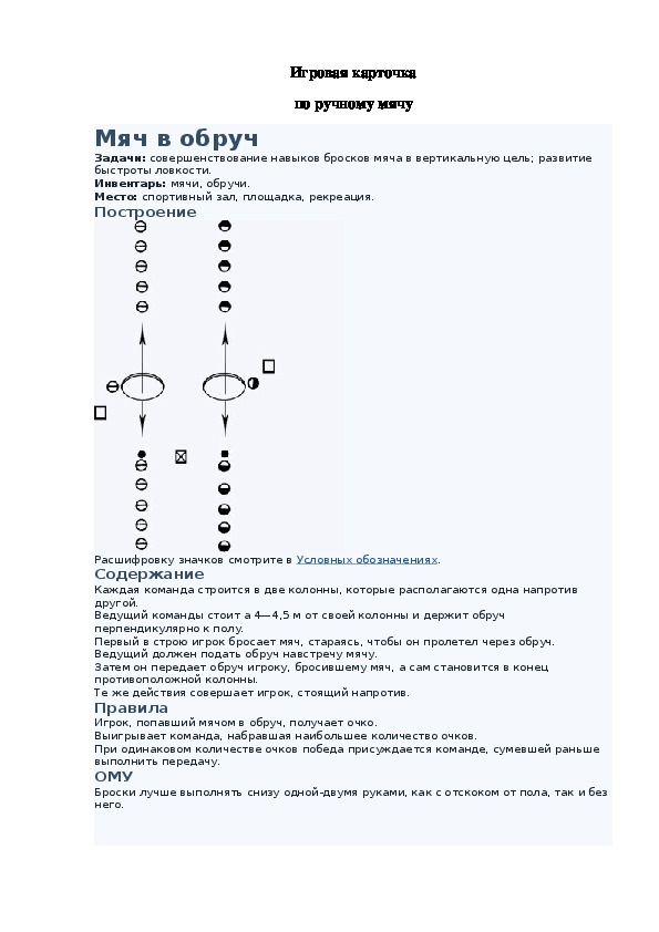 Игровая карточка "Мяч в обруч"