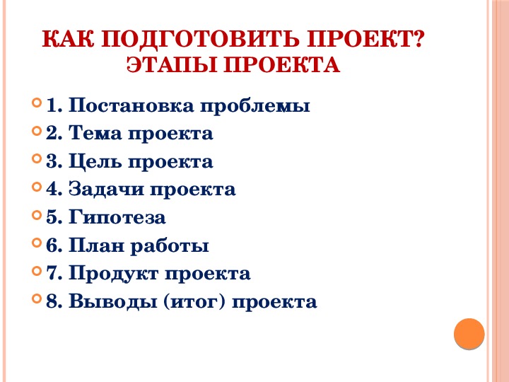 Подготовить презентацию проекта