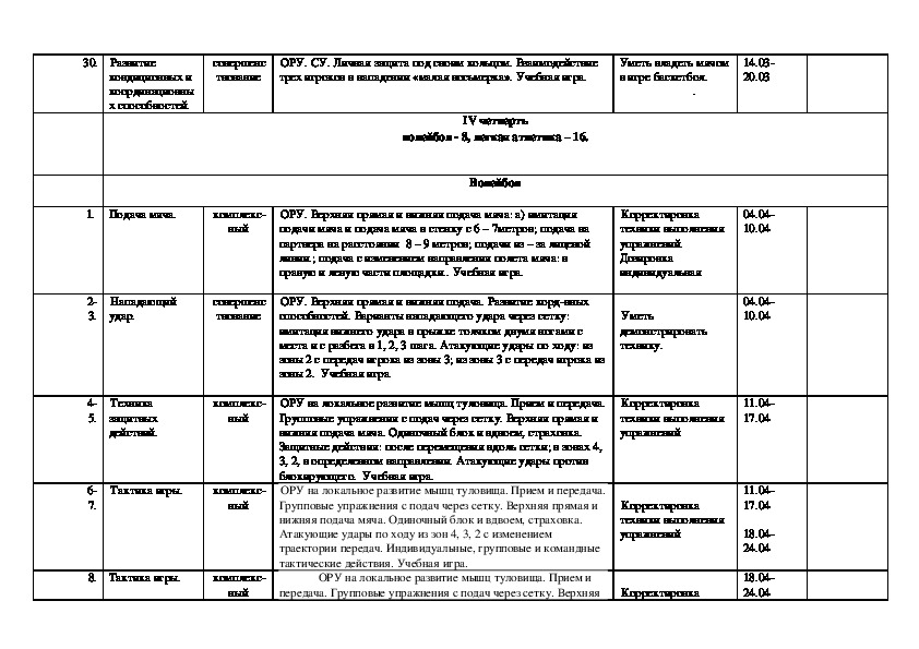 Физическая культура 9 класс тематическое планирование