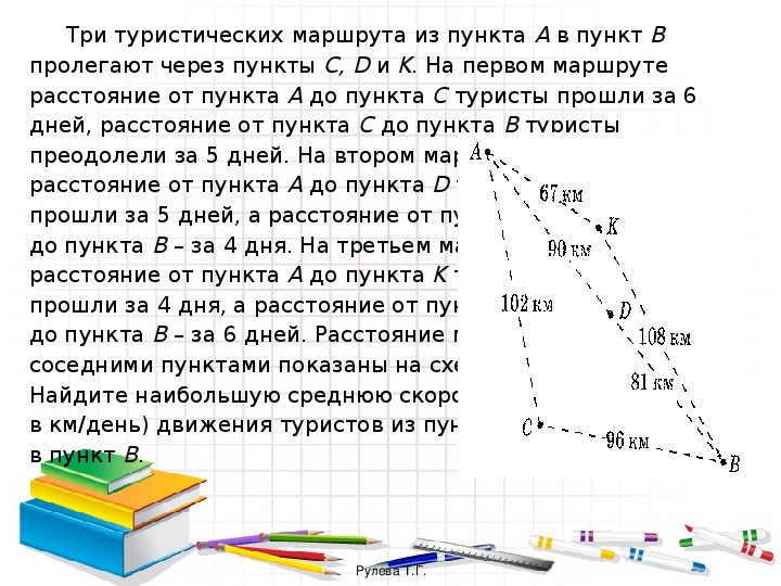 Задача про туристов с картинкой