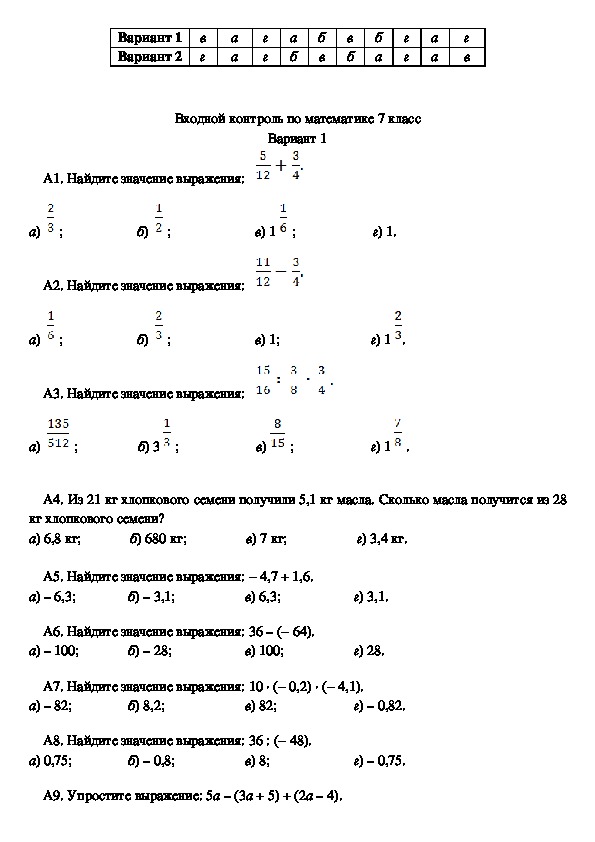 Демо версия 7 класс алгебра