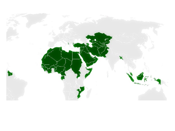 Мусульмане на карте. Мусульманский мир карта.