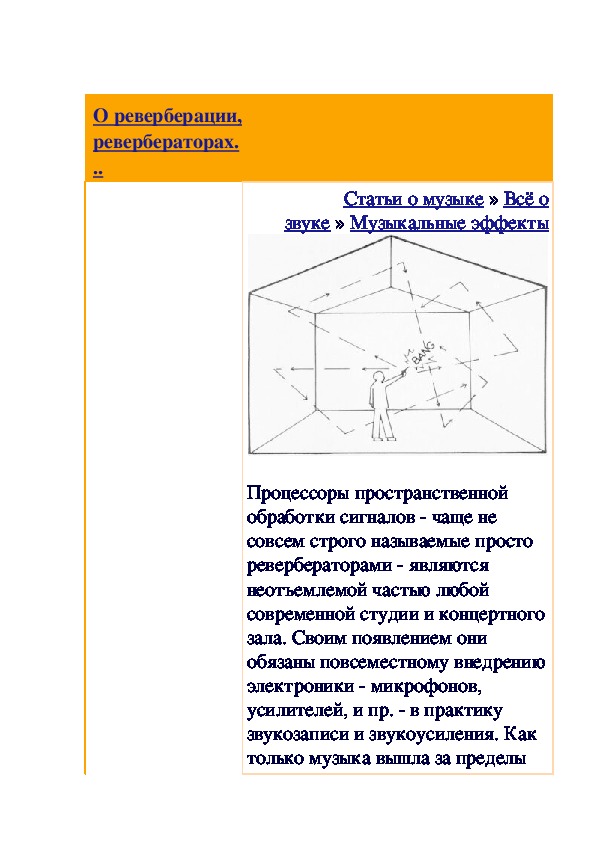 Обложка для материала Статья: О реверберации, ревербераторах...
