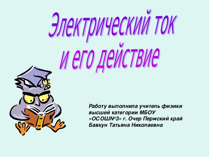 Презентация по физике на тему "Электрический ток и его действие"