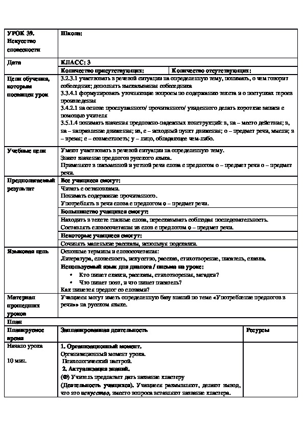 По русскому языку  на тему "Искусство словесности"