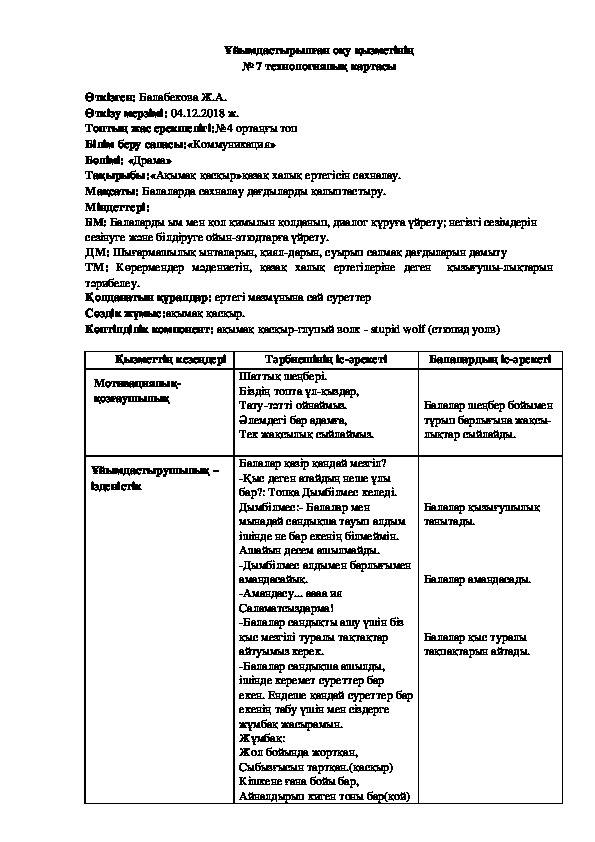 Обложка для материала Тақырыбы:«Ақымақ қасқыр»қазақ халық ертегісін сахналау.