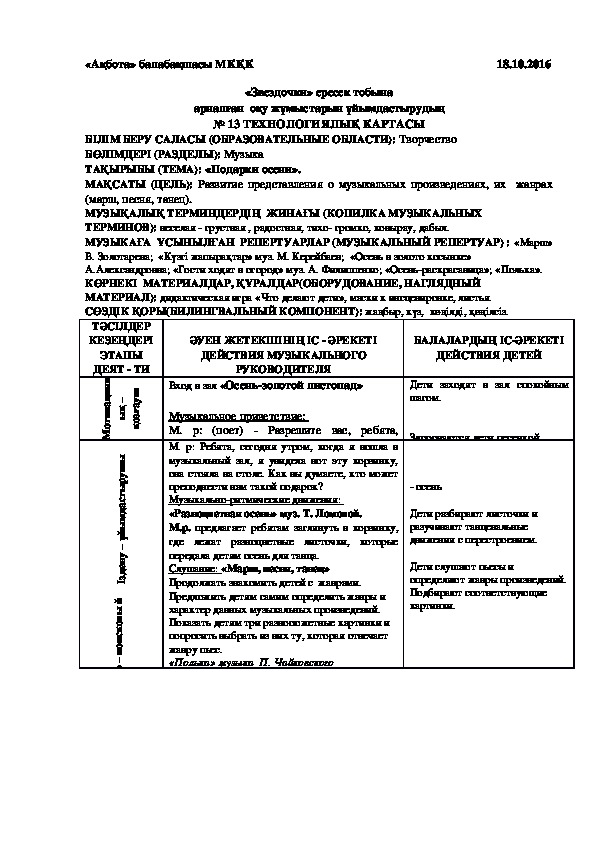 Занятие в старшей группе "Подарки осени"