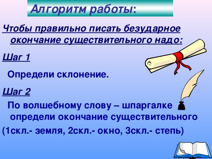 Учимся писать безударные окончания имен существительных 2 го склонения 3 класс 21 век презентация