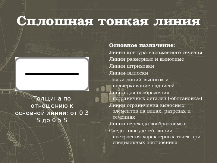 Сплошная толстая основная линия применяется для изображения