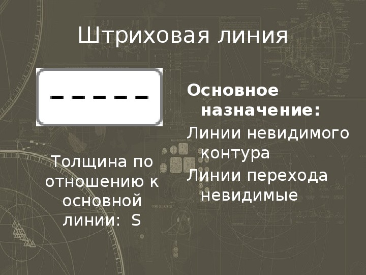 Штриховая линия применяется для