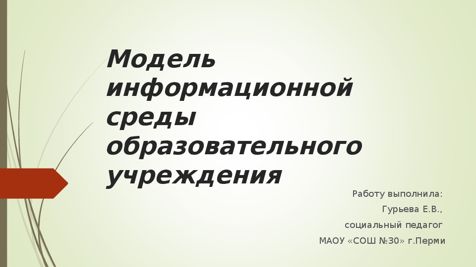 Модель информационной  среды образовательного учреждения