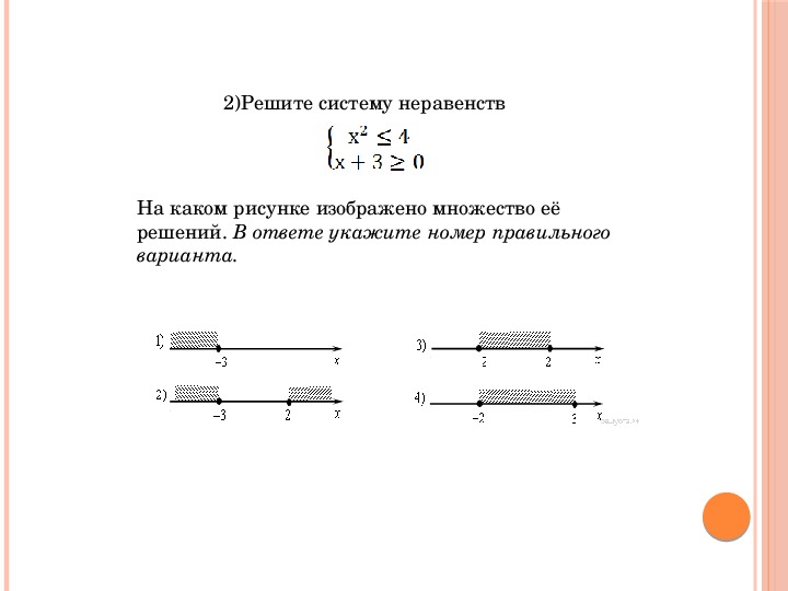 На каком рисунке множество решений неравенства