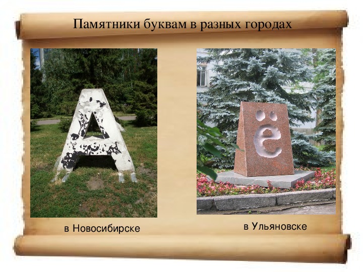Памятники русским буквам в городах россии