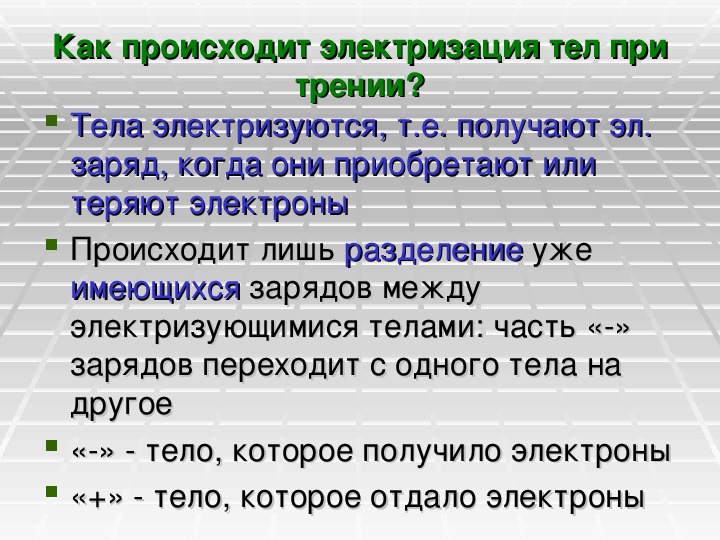 Закон сохранения электрического заряда презентация 10 класс