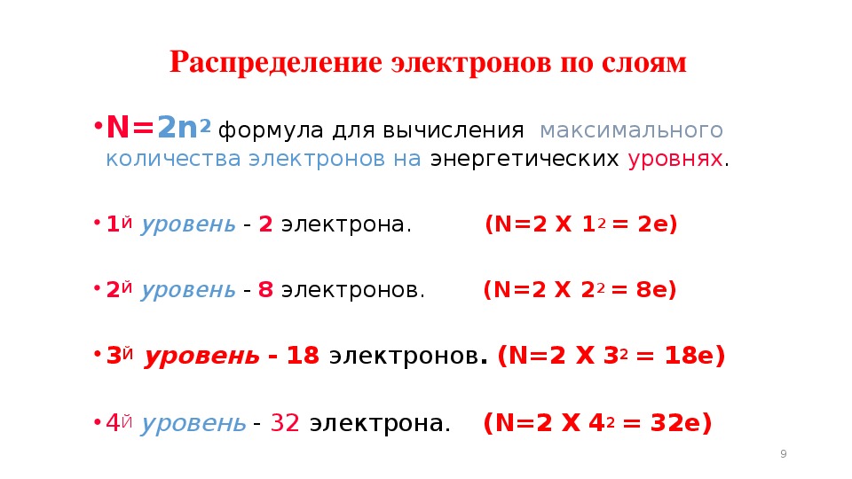 Распределение электронов по электронным