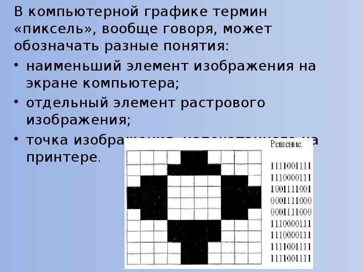 Самый маленький элемент изображения на экране монитора