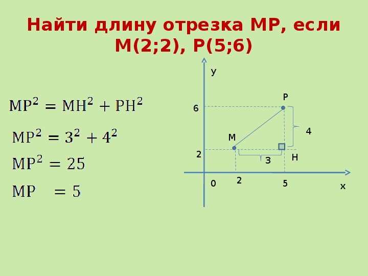 Координаты середины длины