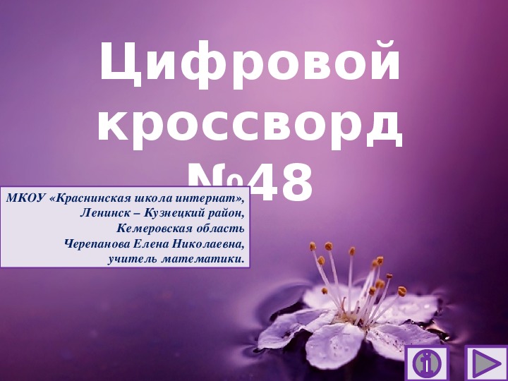 Обложка для материала Презентация по математике "Цифровой кроссворд №48"