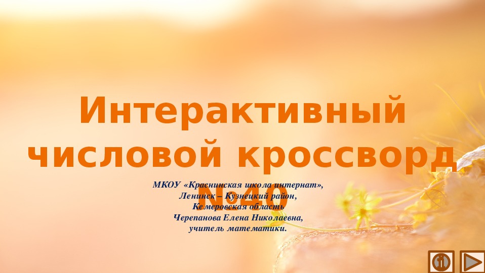 Обложка для материала Презентация по математике «Интерактивный числовой кроссворд №40»