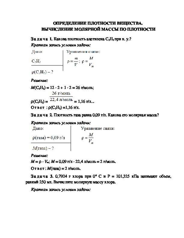 Обложка для материала ОПРЕДЕЛЕНИЕ ПЛОТНОСТИ ВЕЩЕСТВА.  ВЫЧИСЛЕНИЕ МОЛЯРНОЙ МАССЫ ПО ПЛОТНОСТИ