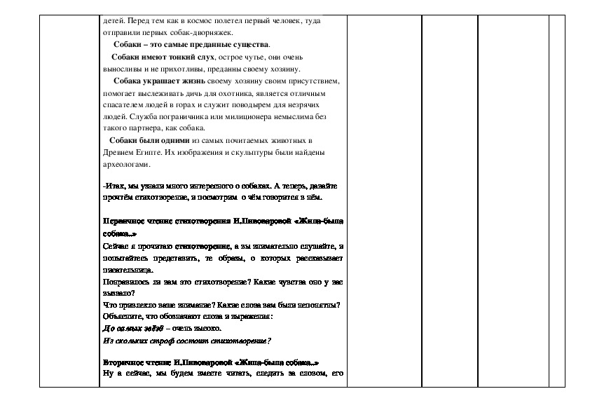 Технологическая карта литературное чтение