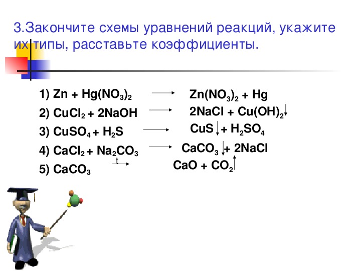 Zn caco3 реакция. Закончите уравнения реакций. ZN+HG no3 2. Дописать уравнение реакции расставить коэффициенты. NAOH+cucl2 уравнение реакции.