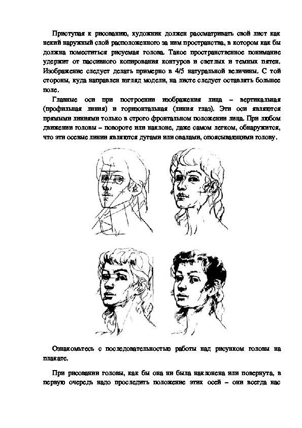 Изображение головы человека в пространстве 6 класс конспект урока