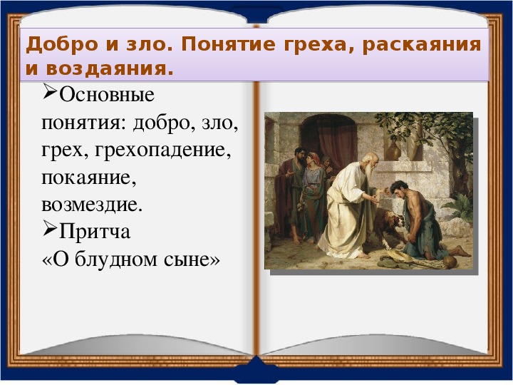 Добро и зло возникновение зла в мире понятия греха раскаяния покаяния 4 класс презентация