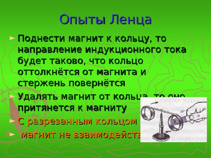 Опыт по демонстрации правила ленца