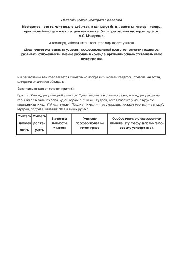 Обложка для материала Педагогическое мастерство учителя