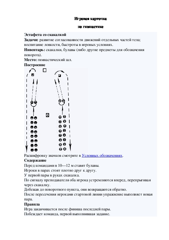 Игровая карточка "Эстафета со скакалкой"