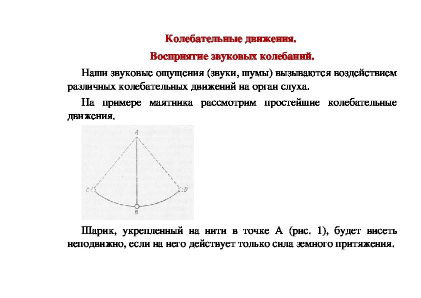 Обложка для материала Статья: Колебательные движения. Восприятие звуковых колебаний