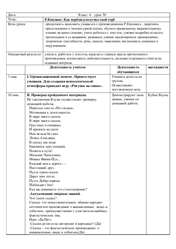 Русская литература. 4 класс. Р.Киплинг. "Как верблюд получил свой горб"