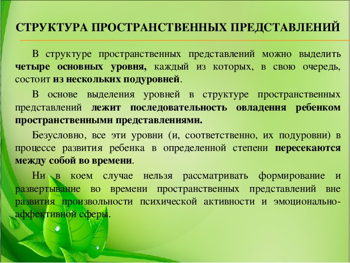 Наглядным средством представления состава структуры системы является. Семаго методика формирования пространственных представлений. Структура пространственных представлений. Формирование пространственно-временных представлений.